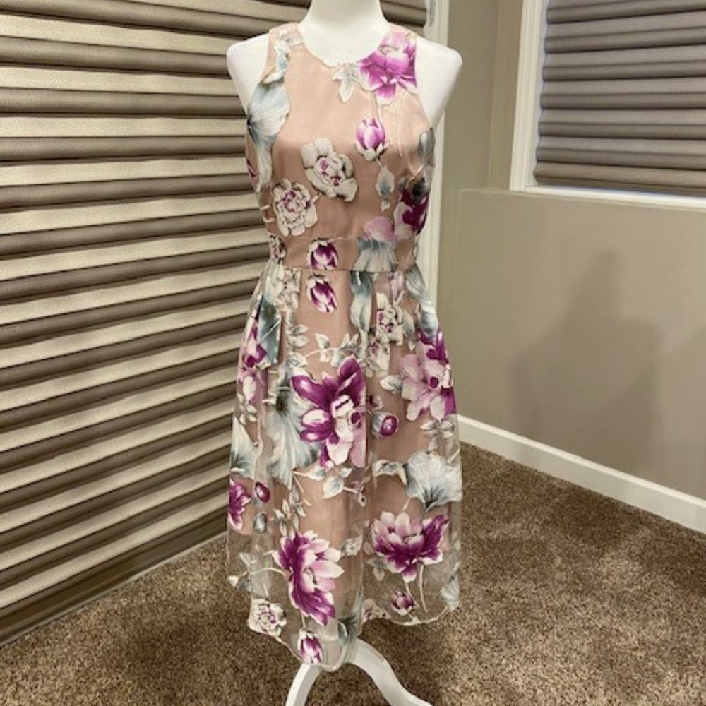 Ivanka Trump Pink Floral Sleeveless A-Line Dress